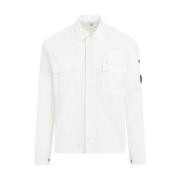 Witte Katoenen Overhemd Klassieke Stijl C.p. Company , White , Heren