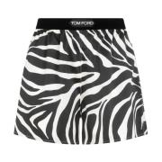 Zebra Patroon Zijden Pyjamashorts Tom Ford , Multicolor , Dames