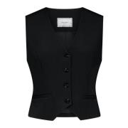 Elegant Vest Pak Kwaliteit Knopen Neo Noir , Black , Dames