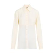 Vanilla White Sheer Panel Shirt Sportmax , Beige , Dames
