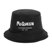 Zwart Logo Bucket Hat Alexander McQueen , Black , Heren