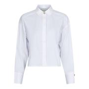Elegante Poplin Shirt met Decoratieve Knopen Neo Noir , White , Dames
