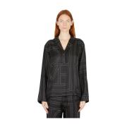 Zijden Monogram Shirt TotêMe , Black , Dames