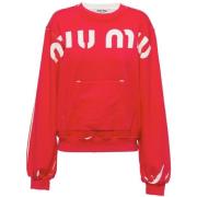 Rode Logo Print Sweatshirt Miu Miu , Red , Dames