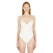 Almond Swimsuit with Fine Straps Ziah , White , Dames