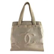 Pre-owned Leather totes Chanel Vintage , Beige , Dames