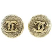 Pre-owned Metal earrings Chanel Vintage , Yellow , Dames