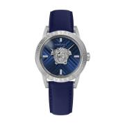 Blauw en Zilver V-Code Restyling Horloge Versace , Multicolor , Heren