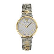 V Circle Grijs-Goud Dameshorloge Versace , Multicolor , Dames