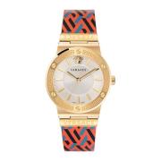 Greca Logo Leren Horloge Versace , Multicolor , Dames