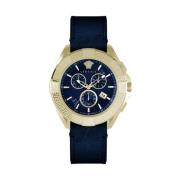 Chrono Sporty Blauw Goud Horloge Versace , Multicolor , Heren