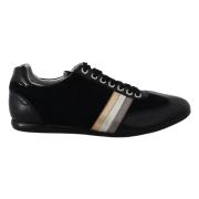 Zwarte Logo Leren Casual Sneakers Dolce & Gabbana , Black , Heren