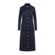 Indigo Denim Trompe-l`Sil Coat Jean Paul Gaultier , Blue , Dames