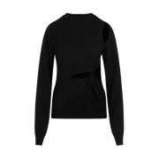 Zwarte Uitsnede Wol Trui Sportmax , Black , Dames