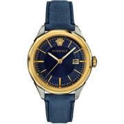 Blauw Lederen Gouden Stalen Horloge Vera00218 Versace , Multicolor , H...