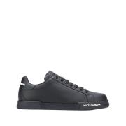 Zwarte Portofino Nappa Sneakers Dolce & Gabbana , Black , Heren