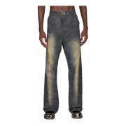 Vuil-effect gebeitste mid-rise jeans Diesel , Blue , Heren