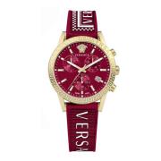 Sport Tech Chronograaf Rubberen Horloge Versace , Red , Dames