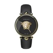 Palazzo Empire Leren Horloge Versace , Black , Dames