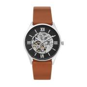 Heren Leren Automatisch Horloge Zwarte Wijzerplaat Skagen , Gray , Dam...