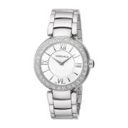 Leda Diamonds Roestvrijstalen Horloge Versace , Gray , Dames