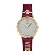 V-Circle Rood Leren Dameshorloge Versace , Yellow , Dames