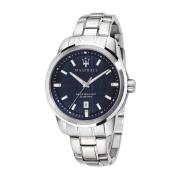 Stalen Quartz Horloge Blauw Zilver Maserati , Gray , Heren
