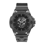 Quartz Horloge, Zwarte Kast, Grijze Band Philipp Plein , Black , Heren