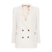 Stijlvolle Beige Linnen Blazer Blazé Milano , White , Dames