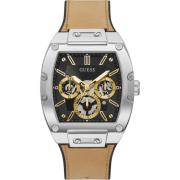 Zilver Roestvrij Staal Leder/Siliconen Horloge Guess , Gray , Heren