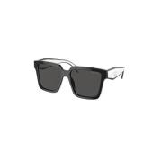 Zwarte Frame Donkergrijze Lens Zonnebril Prada , Black , Dames