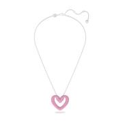 Halsketting met hart hanger roze kristallen Swarovski , Multicolor , D...