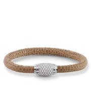 Bruin/Zilver Leren Armband met Zirkonia-accenten Thomas Sabo , Beige ,...