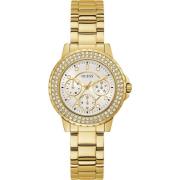 Elegante kristallen horloge met datumfunctie Guess , Yellow , Dames