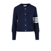 Klassieke Wol Cardigan Sweaters Thom Browne , Blue , Dames