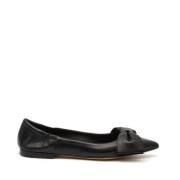 Zwarte Leren Ballerina Schoen met Strik Pomme D'or , Black , Dames