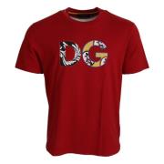 Rode Logo Crewneck Top T-shirt Dolce & Gabbana , Red , Heren
