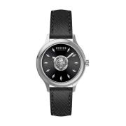 Tokai Zwart Leren Herenhorloge Versus Versace , Gray , Heren