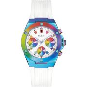 Athena Dames Horloge Blauw Wit Siliconen Guess , Multicolor , Dames
