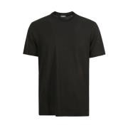 Zwart Katoenen T-shirt Ronde Hals Zanone , Black , Heren