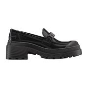 Zwarte Leren Loafer Schoenen Ss22 Dior , Black , Dames