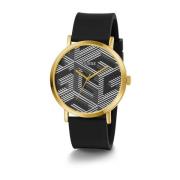 Bossed Siliconen Horloge in Zwart/Goud Guess , Multicolor , Heren