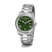 Connoisseur Roestvrij Stalen Horloge Groen Guess , Gray , Heren