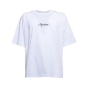 Witte T-shirt met Zwarte Logo Borduursel Moschino , White , Heren