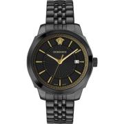 Klassiek Zwart Roestvrijstalen Horloge Versace , Black , Heren