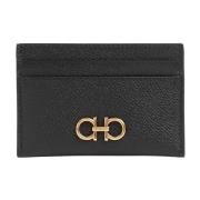 Zwarte Leren Kaarthouder Accessoires Salvatore Ferragamo , Black , Dam...