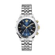 Heren Chronograaf Signature Horloge Blauw Versace , Gray , Heren
