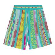 Multicolor Jacquard Katoenen Bermuda Shorts Laneus , Multicolor , Here...