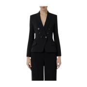 Zwarte Stof Blazer Gi072 Knopen Sluiting Elisabetta Franchi , Black , ...