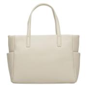 Luxe Beige Leren Shopper Tas Estro , Beige , Dames